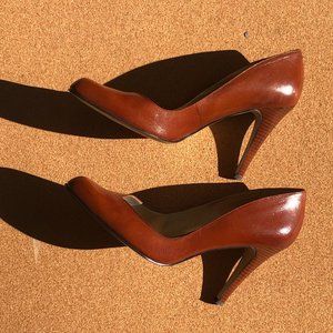Nine West tan leather heels sz 10.5